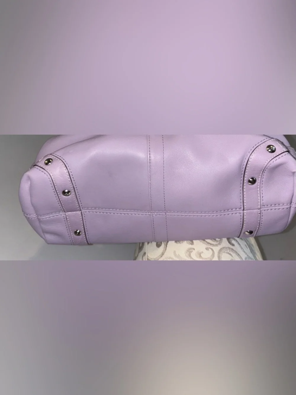Coach Carly Carryall Lavender Leather Shoulder Bag - Picture 5 of 8